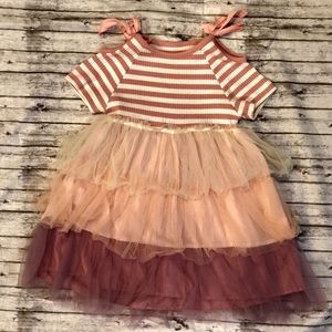 Ruffled blush pink and white dress 18-24 months